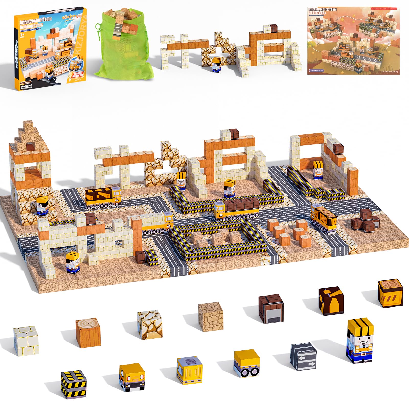 Blocs Construction Magnétique Enfant 100 Pièces, Cadeaux D'Anniversaire pour Garçons et Filles A partir de 3 Ans