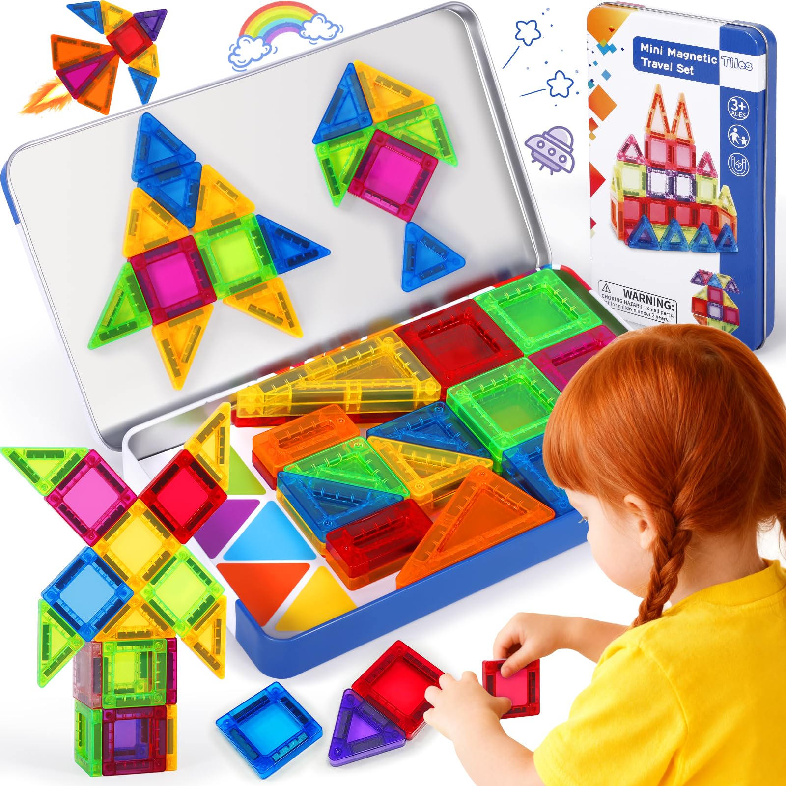 Construction Magnetique Enfant : Attrapeur de Magenthéliques 53 PCS | Jeu de Construction Magnétique pour Enfants 3-8 An